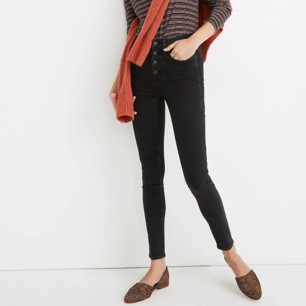 Madewell 10" High-Rise Skinny Jeans in Robert Wash: Button-Front Edition